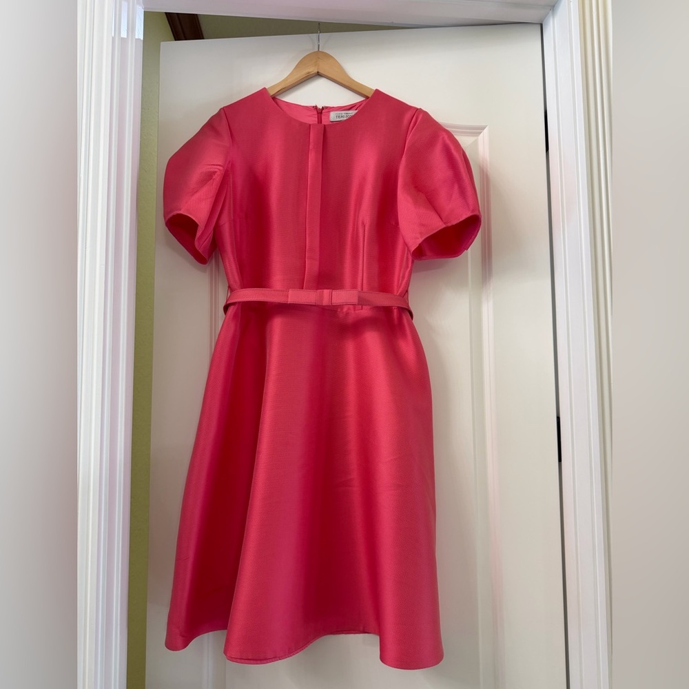 Teri Jon Vibrant Pink Textured Dress